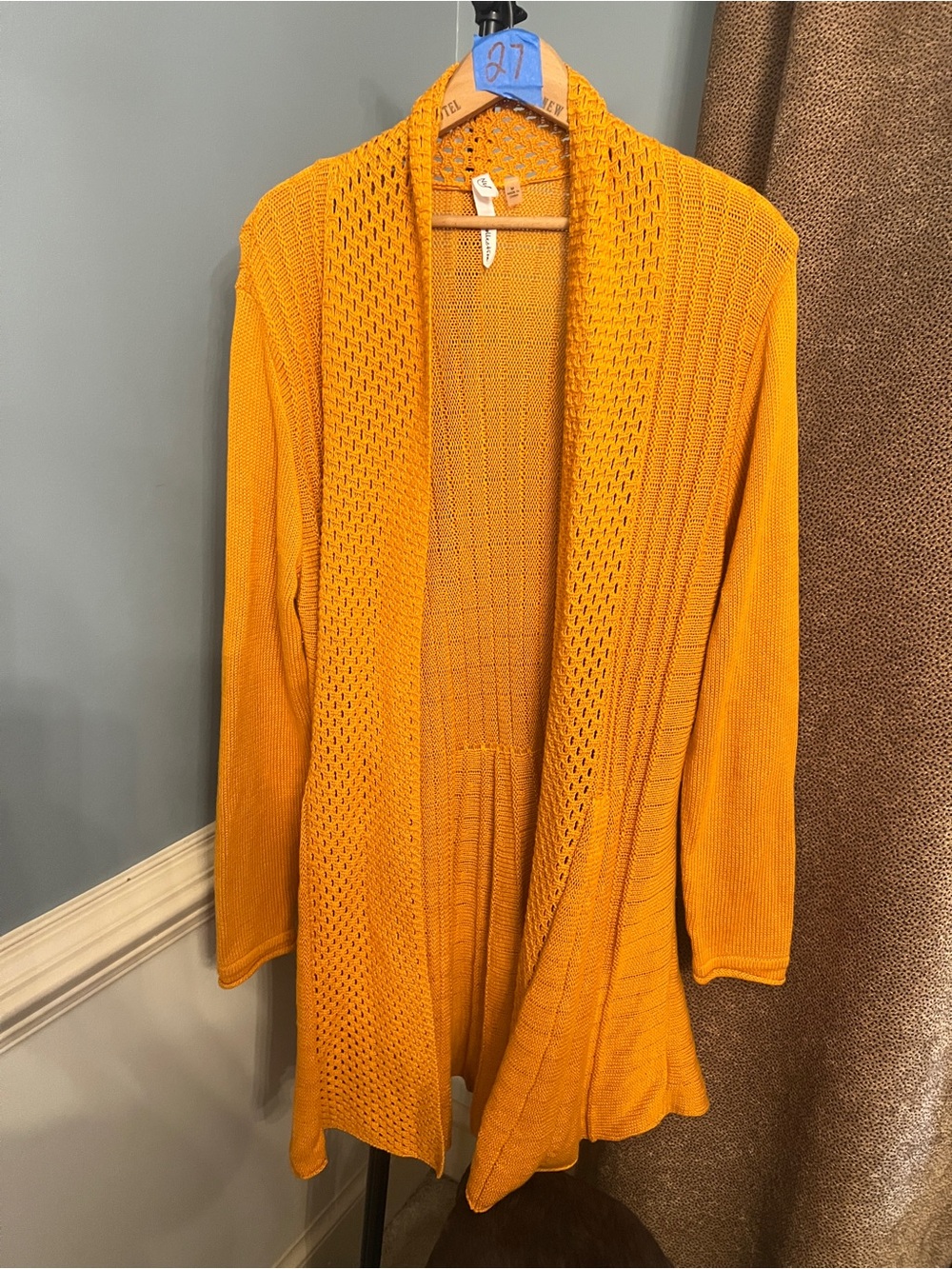 Mustard Open-Front Knit Cardigan Sweater - Unbranded